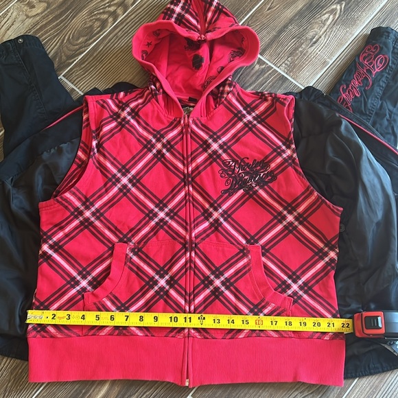 Harley Davidson black zip up jacket with removable hooded vest size 1w - Picture 11 of 12